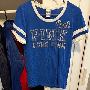 NWOT 💙 VINTAGE PINK Victoria's Secret Varsity Sequin T-Shirt